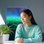 AI 아트와 다이나믹 콘텐츠 제작 - **Prompt 1:** A young female graphic designer, wearing comfortable and stylish casual clothing (a lo...