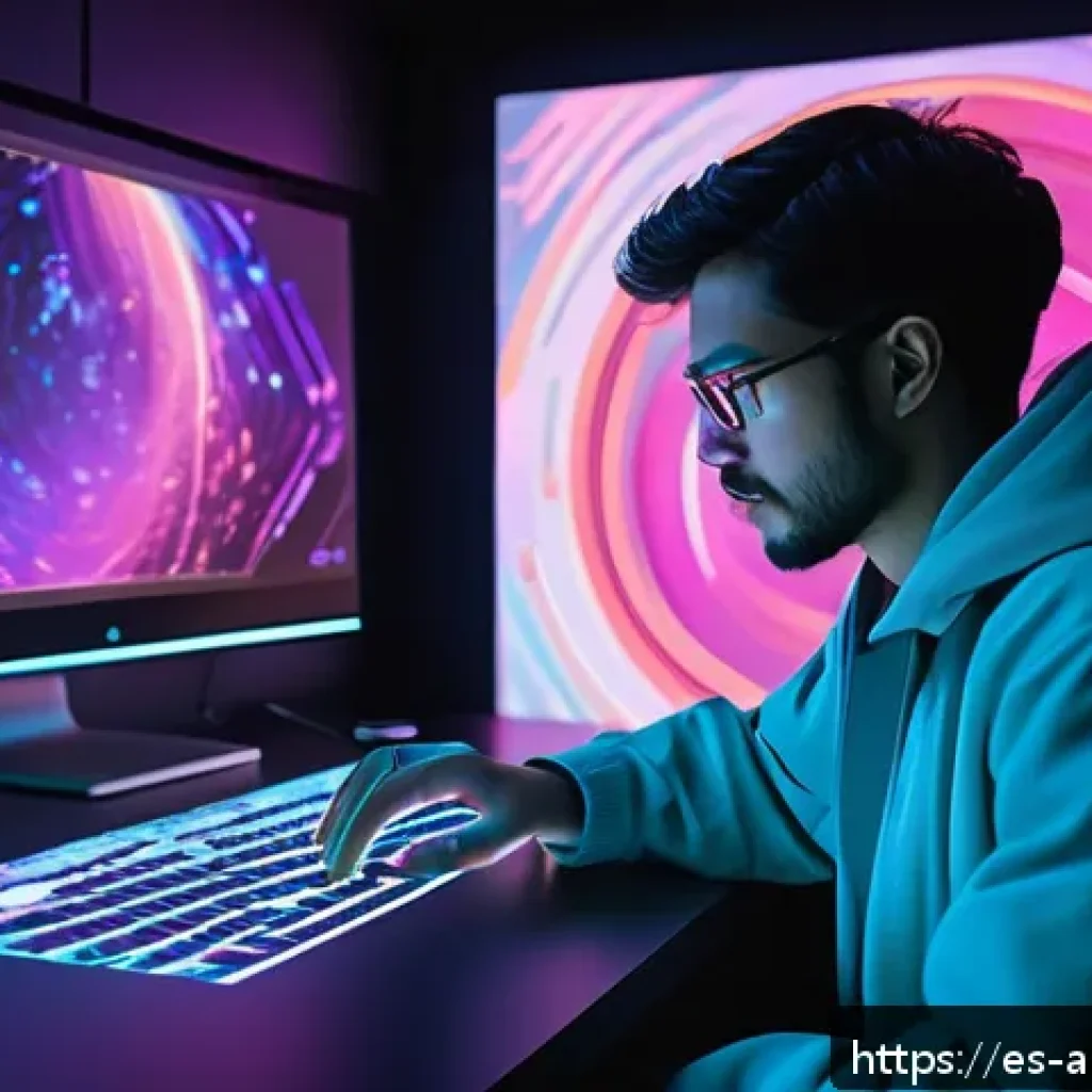 AI 아트의 감정 표현 방법 - A futuristic digital artist studio where a human creator collaborates with an advanced AI holographi...