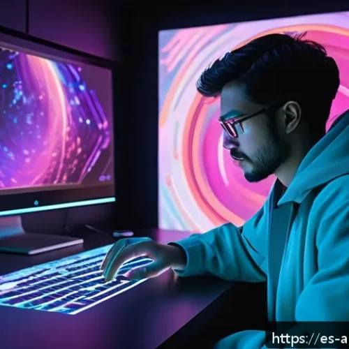 AI 아트의 감정 표현 방법 - A futuristic digital artist studio where a human creator collaborates with an advanced AI holographi...